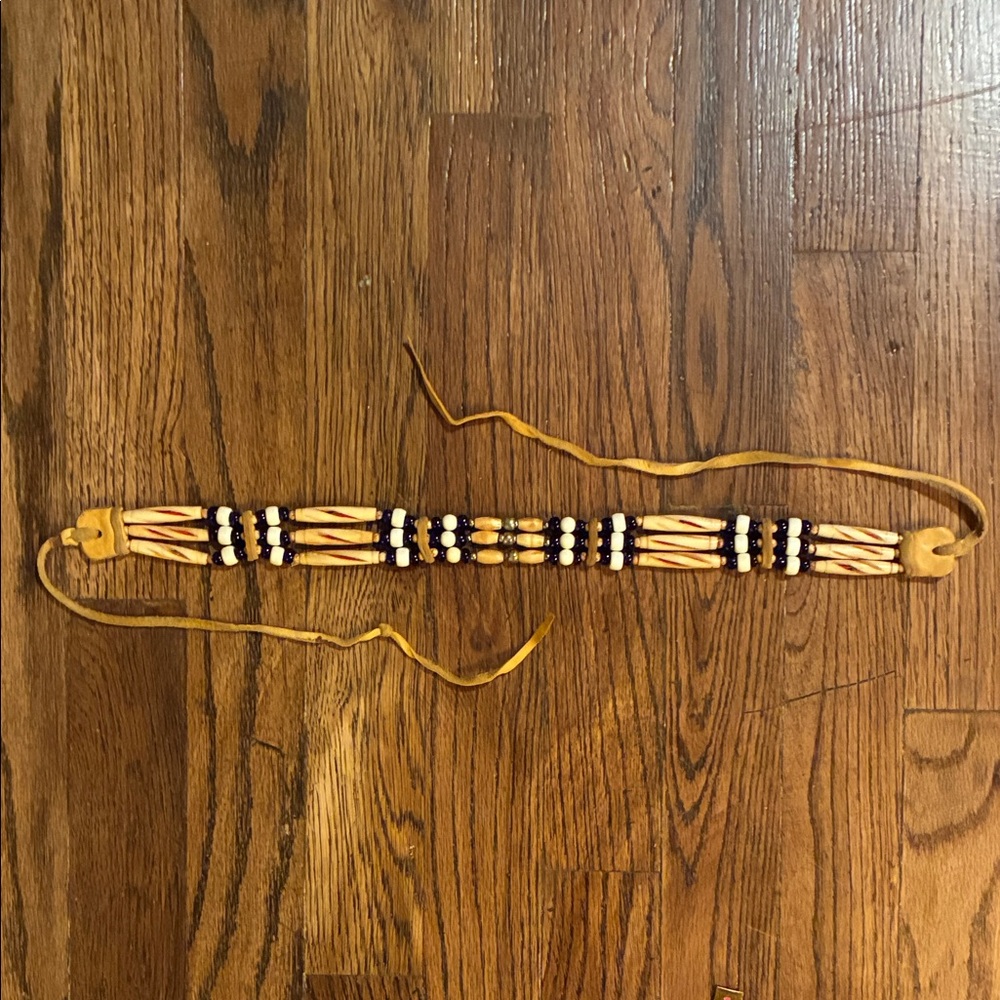 Handcrafted Beaded Leather Choker Necklace